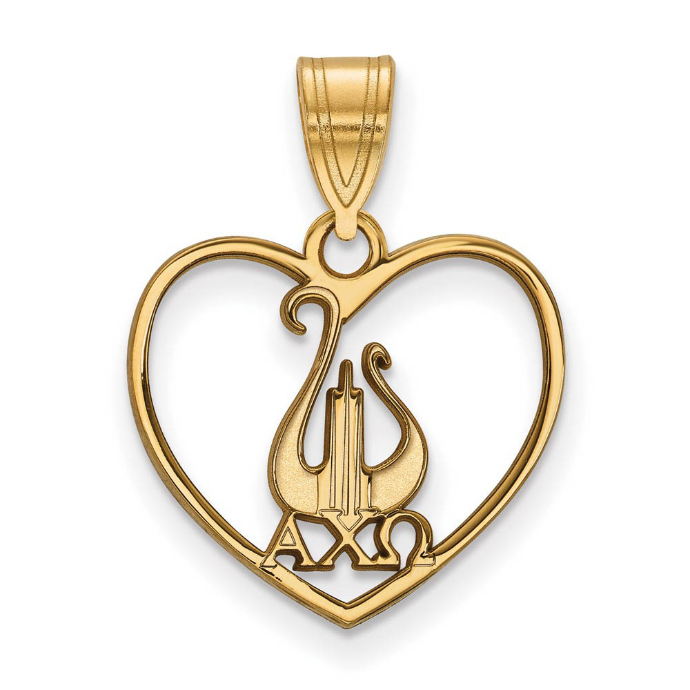 14K Plated Silver Alpha Chi Omega Heart Pendant