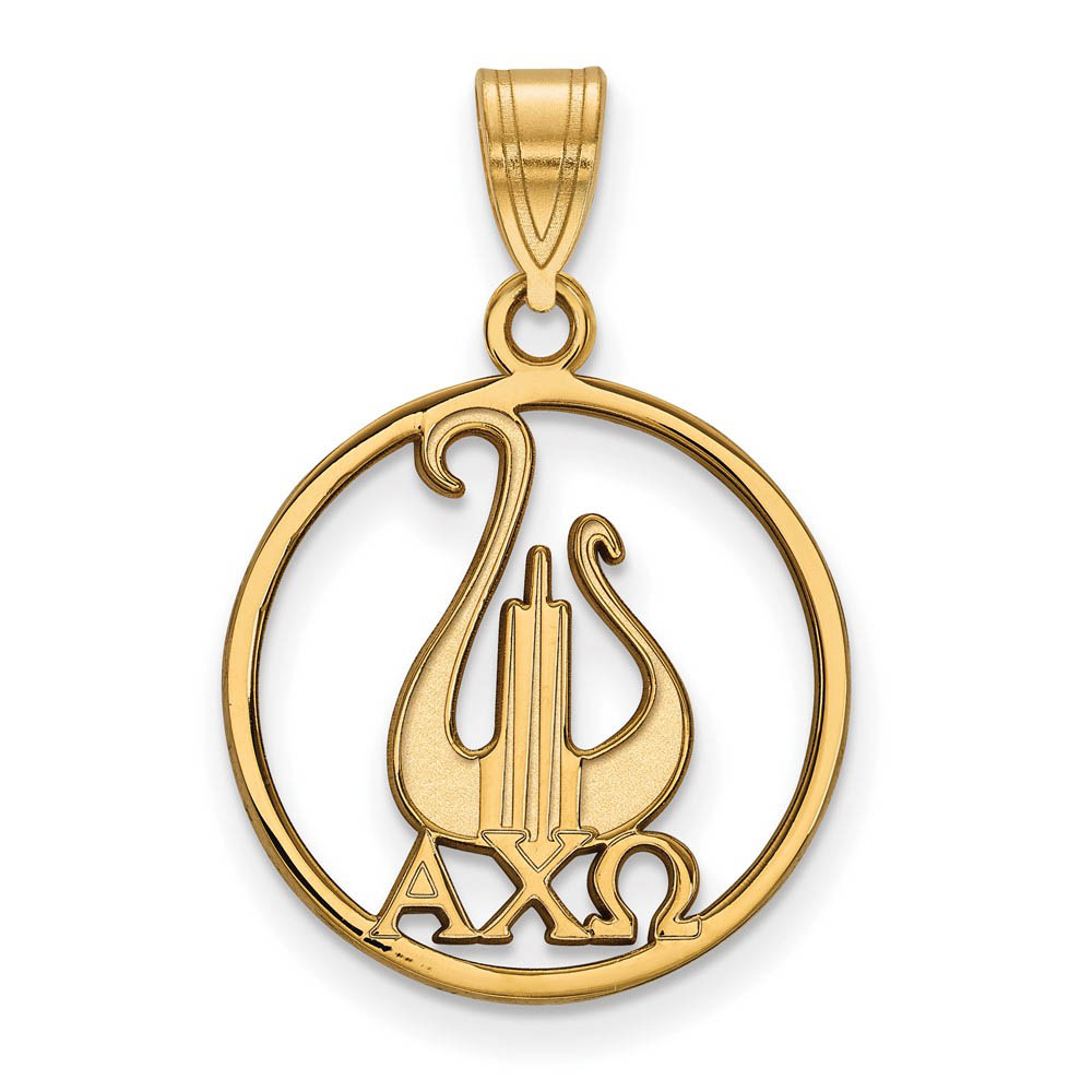 14K Plated Silver Alpha Chi Omega Circle Pendant