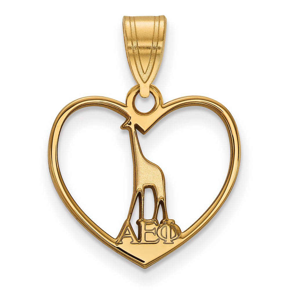 14K Plated Silver Alpha Epsilon Phi Heart Pendant