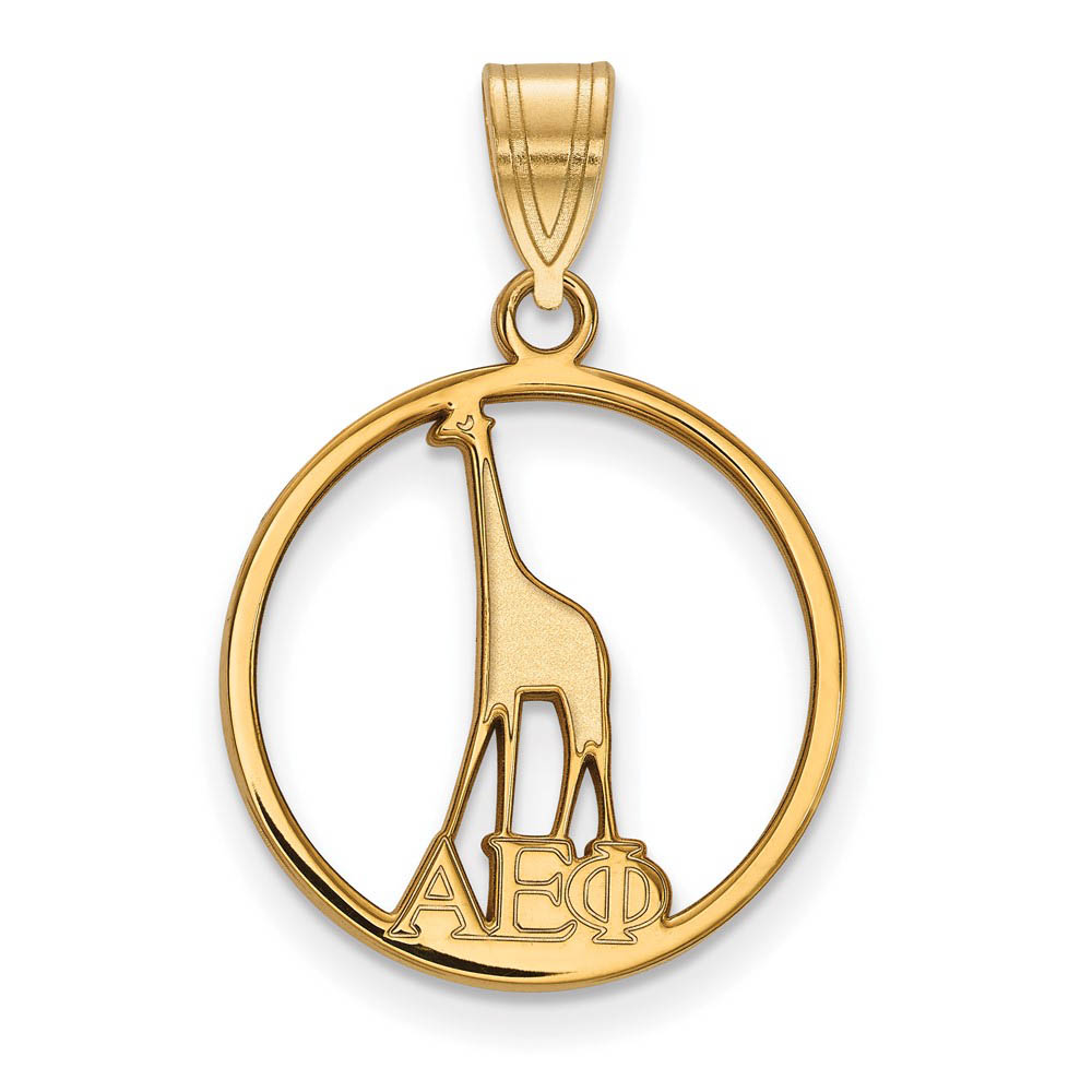 14K Plated Silver Alpha Epsilon Phi Circle Pendant
