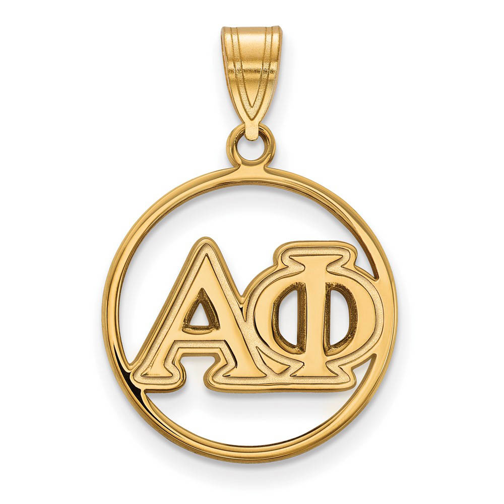 14K Plated Silver Alpha Phi Circle Greek Letters Pendant