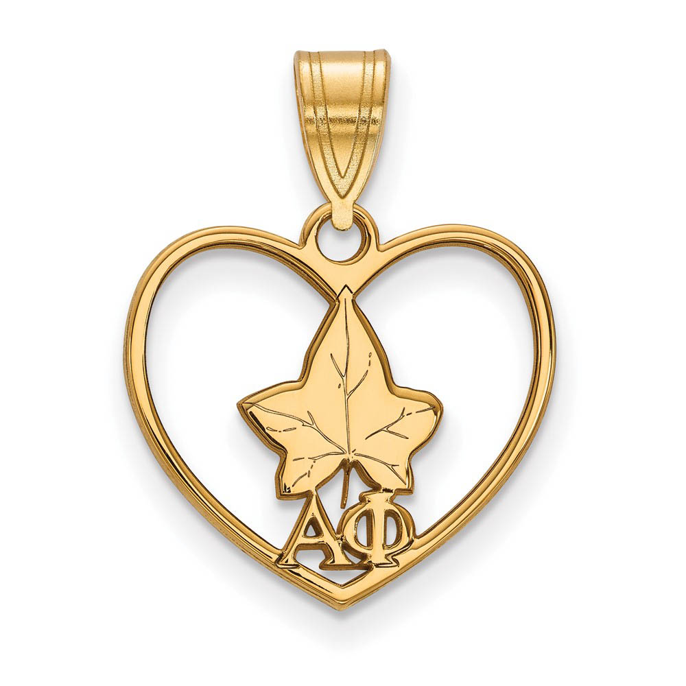 14K Plated Silver Alpha Phi Heart Pendant