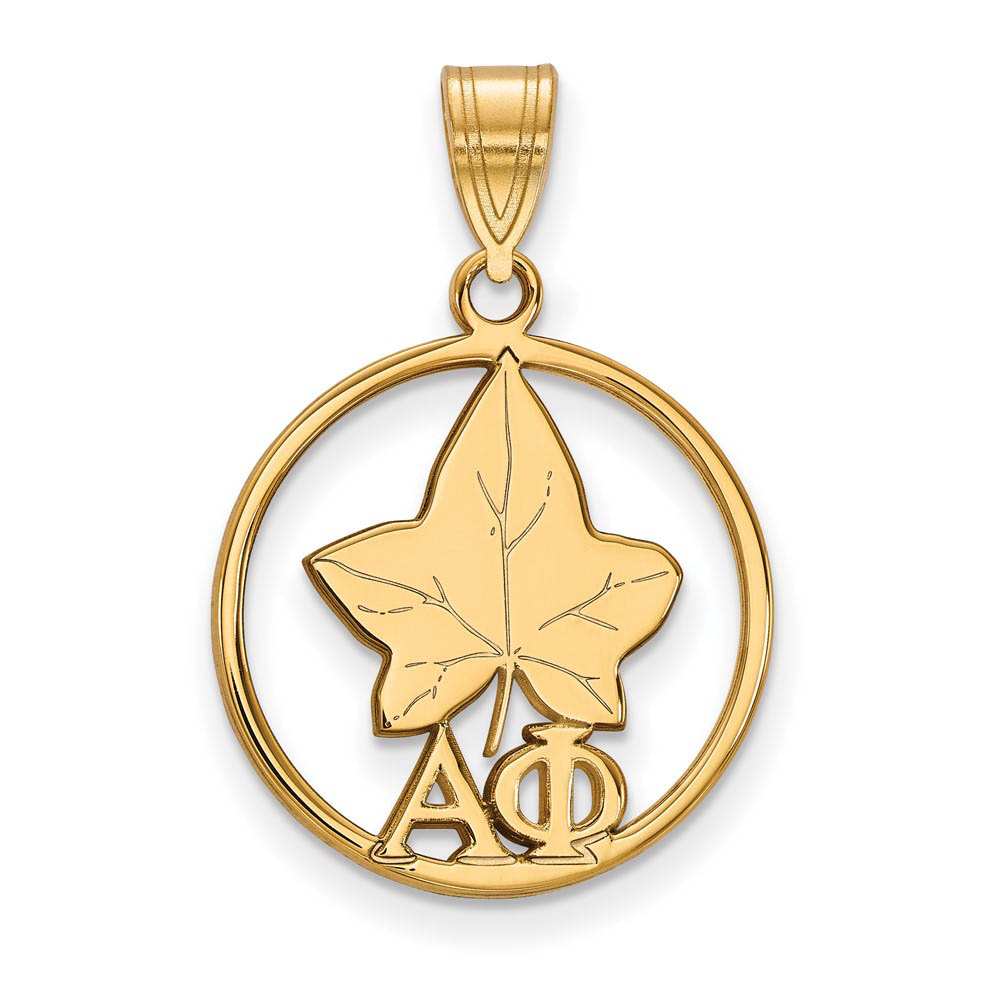 14K Plated Silver Alpha Phi Circle Pendant
