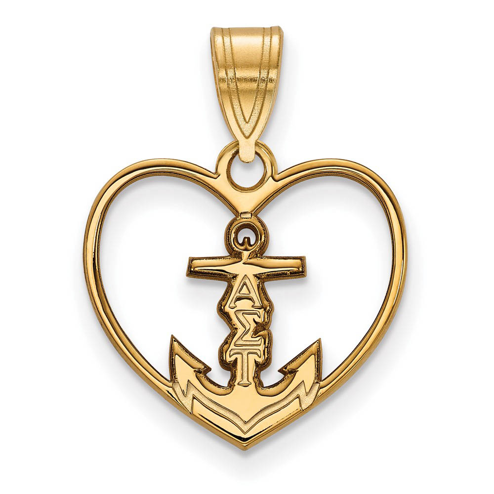 14K Plated Silver Alpha Sigma Tau Heart Pendant