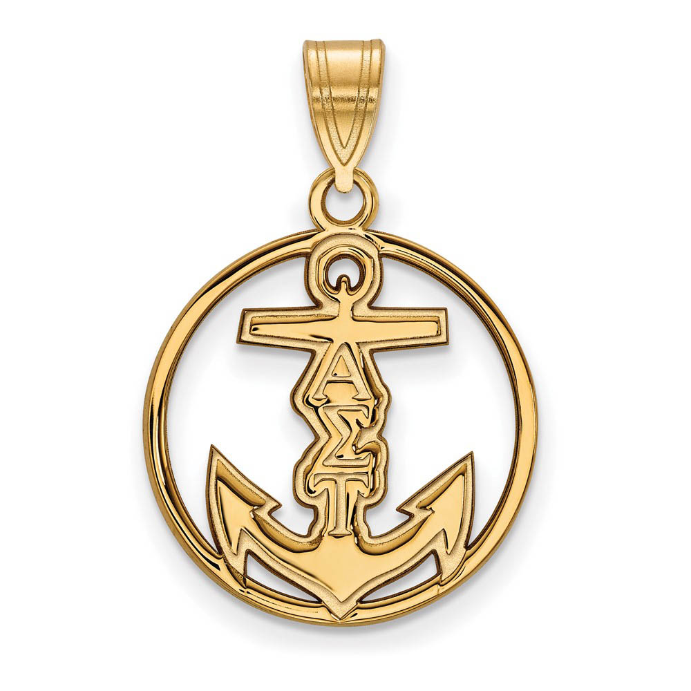 14K Plated Silver Alpha Sigma Tau Circle Pendant