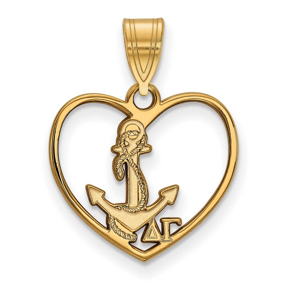14K Plated Silver Delta Gamma Heart Pendant