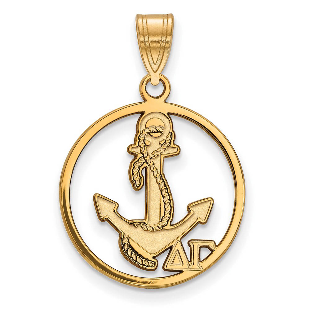 14K Plated Silver Delta Gamma Circle Pendant