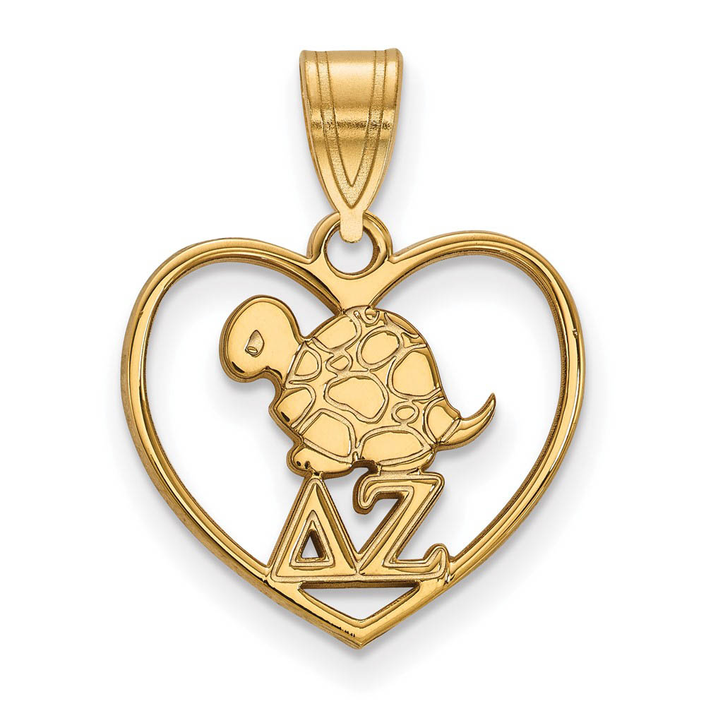 14K Plated Silver Delta Zeta Heart Pendant