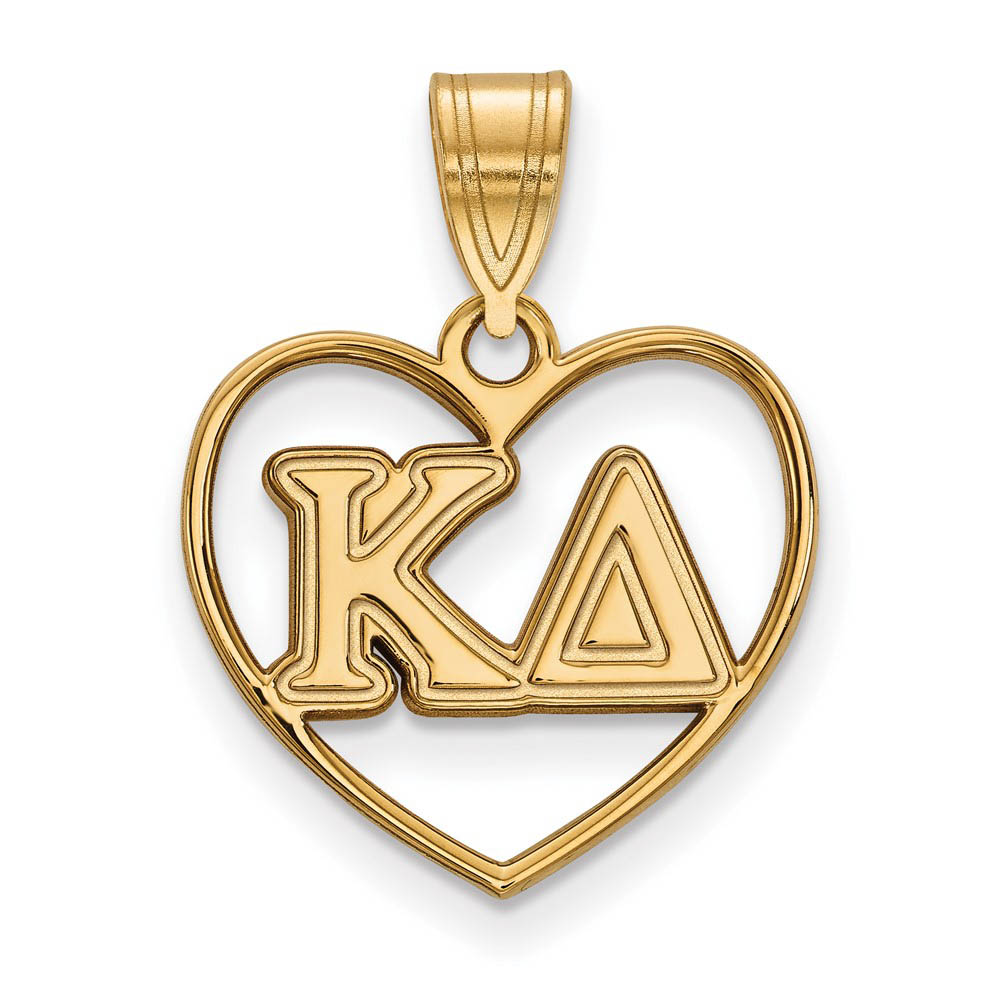 14K Plated Silver Kappa Delta Heart Greek Letters Pendant
