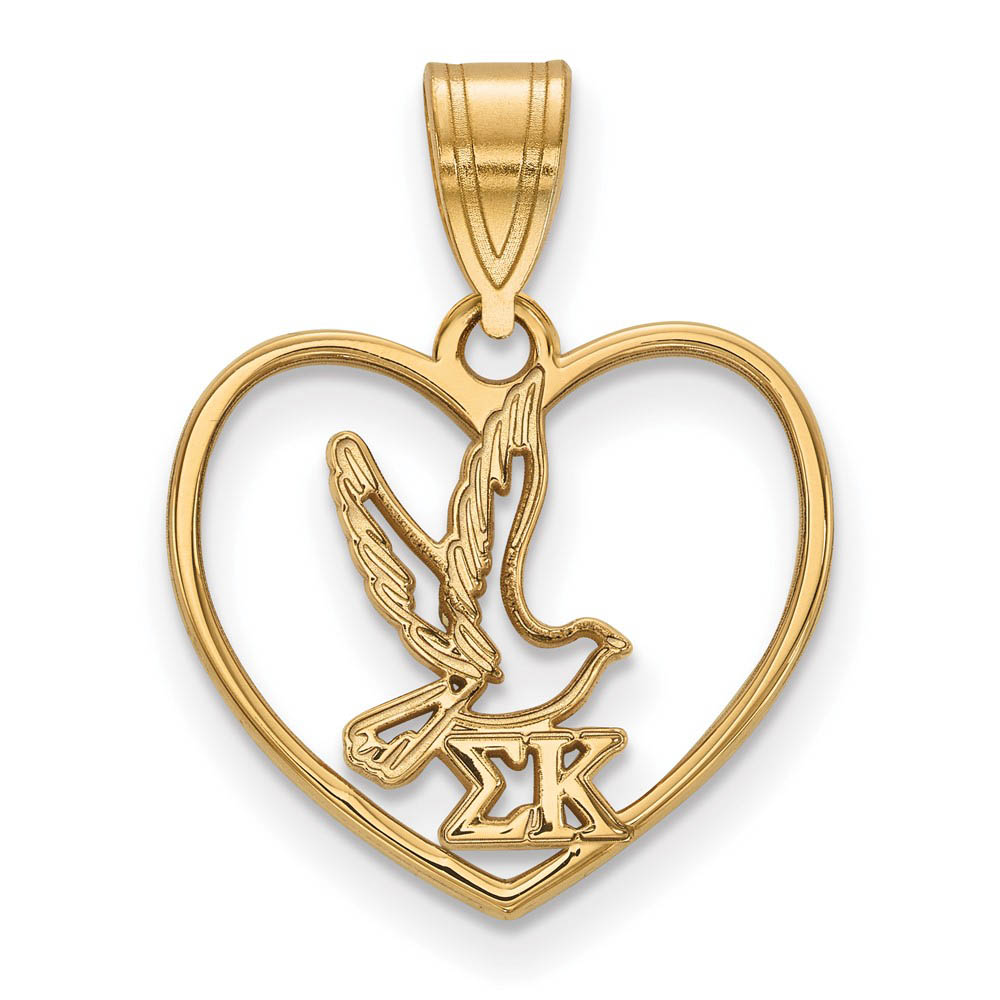 14K Plated Silver Sigma Kappa Heart Pendant