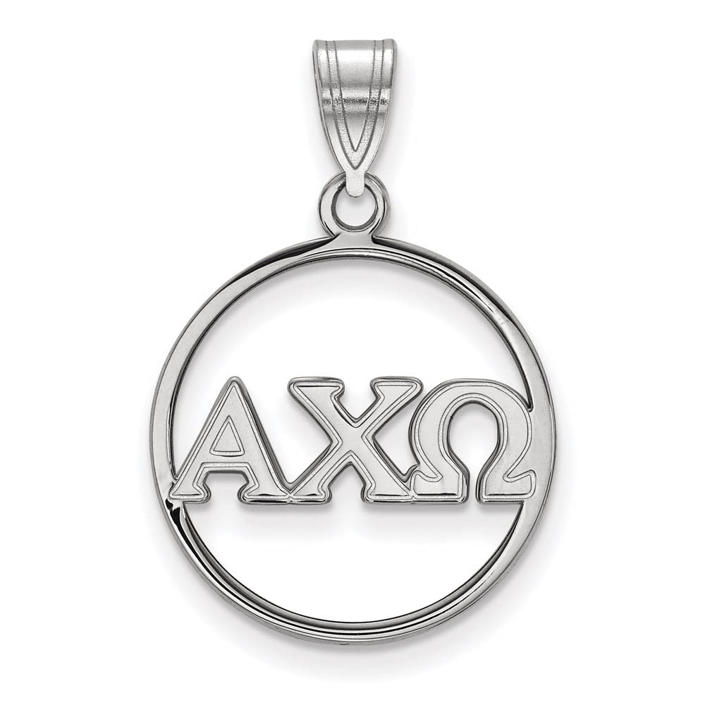 Sterling Silver Alpha Chi Omega Circle Greek Letters Pendant