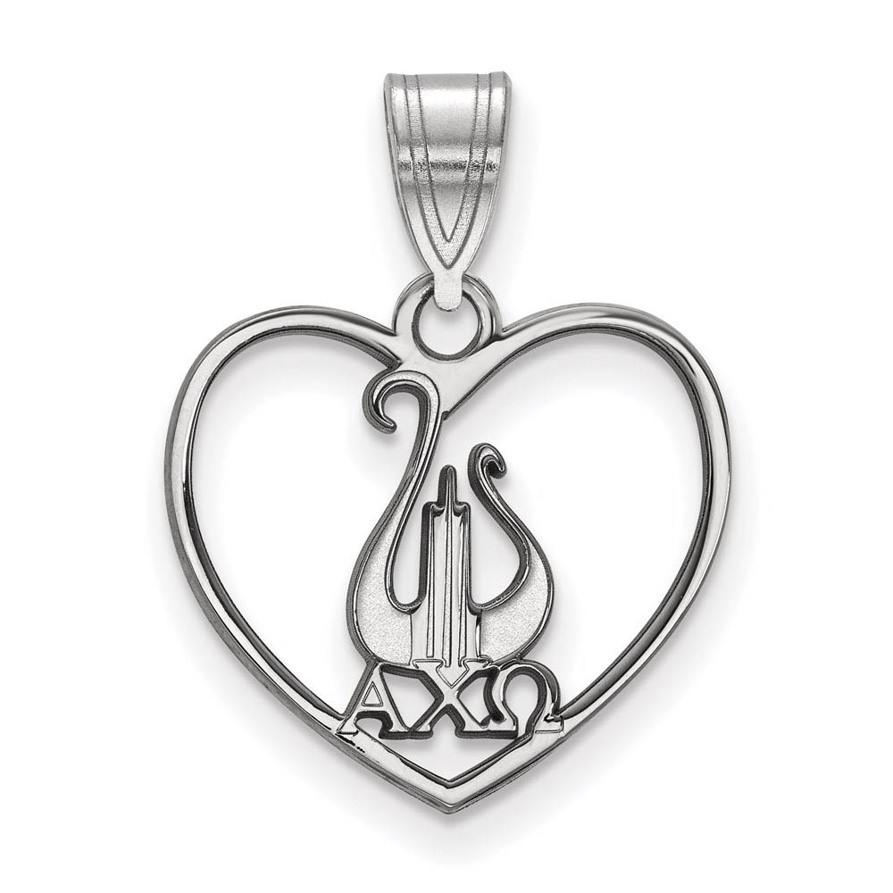 Sterling Silver Alpha Chi Omega Heart Pendant