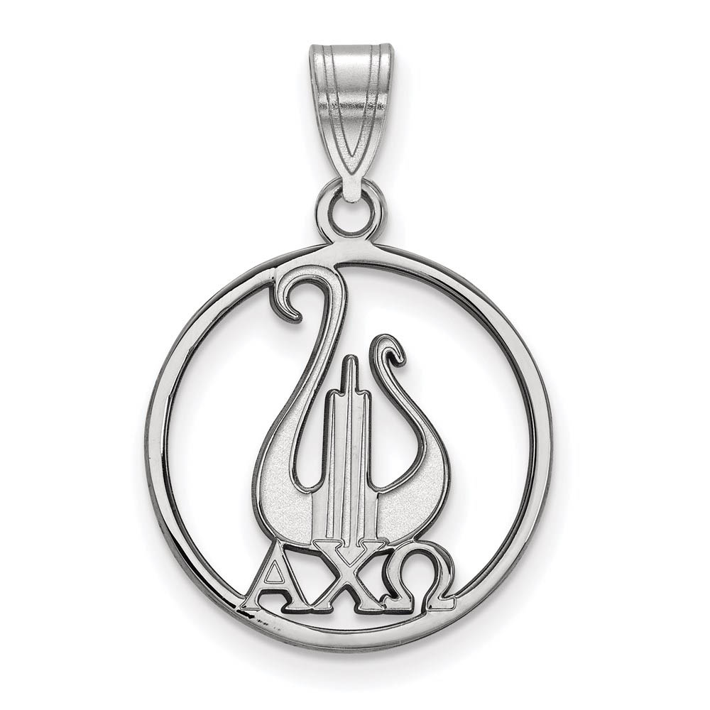 Sterling Silver Alpha Chi Omega Circle Pendant