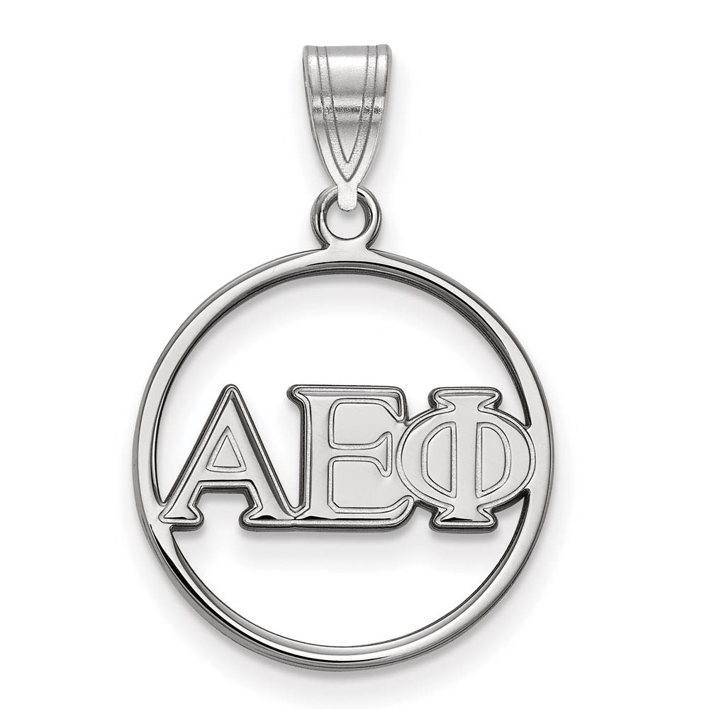 Sterling Silver Alpha Epsilon Phi Circle Greek Letters Pendant