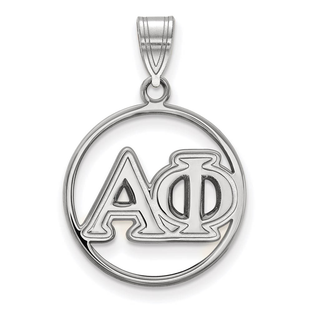 Sterling Silver Alpha Phi Circle Greek Letters Pendant