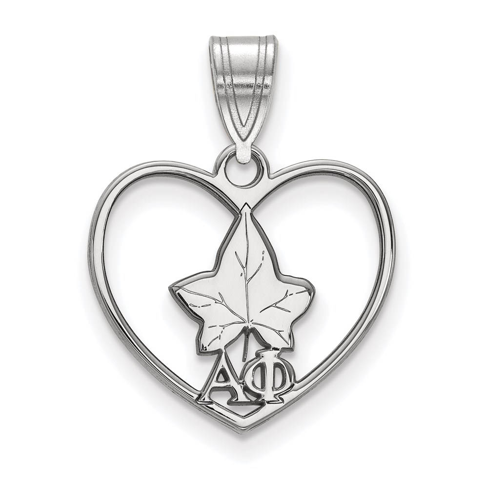 Sterling Silver Alpha Phi Heart Pendant