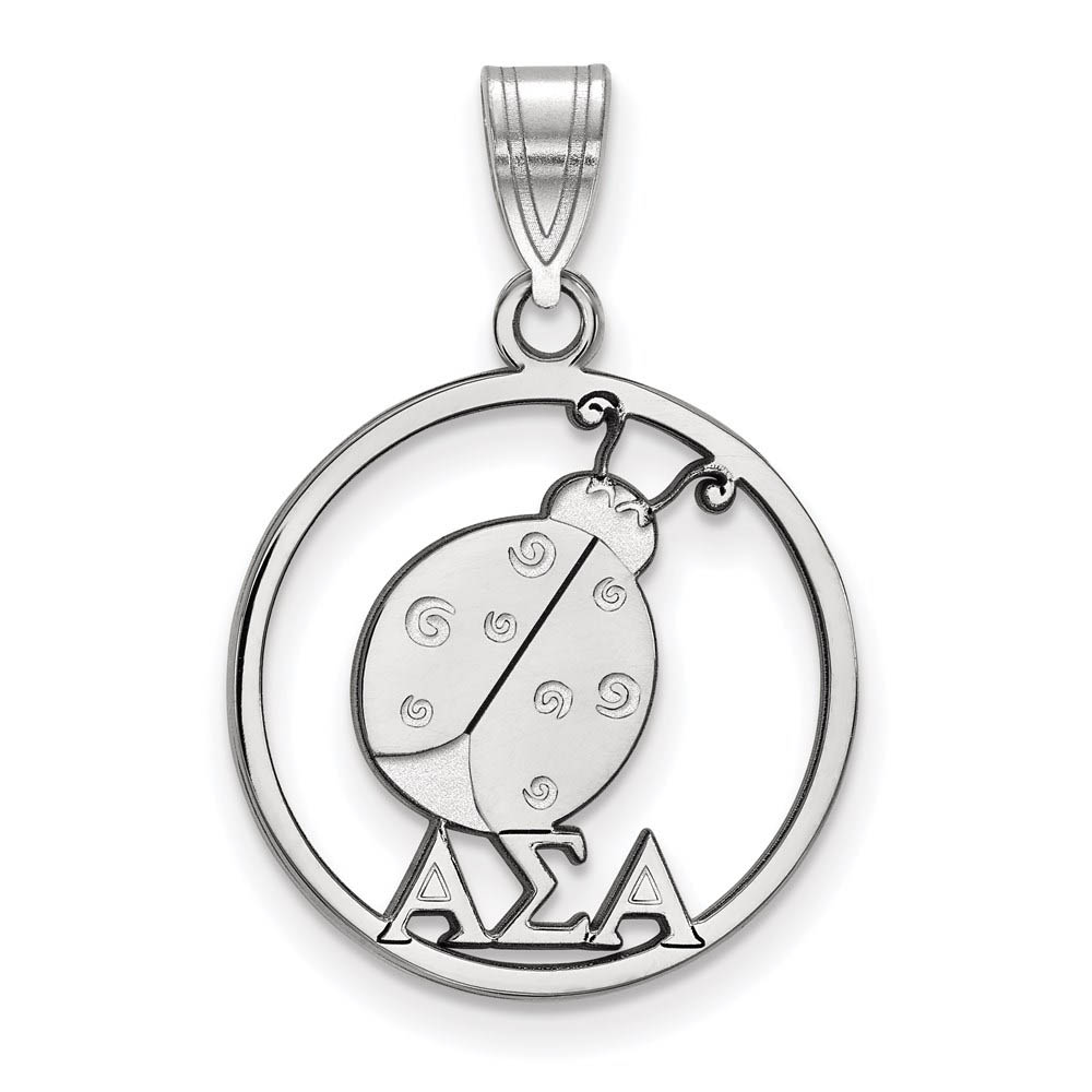 Sterling Silver Alpha Sigma Alpha Circle Pendant