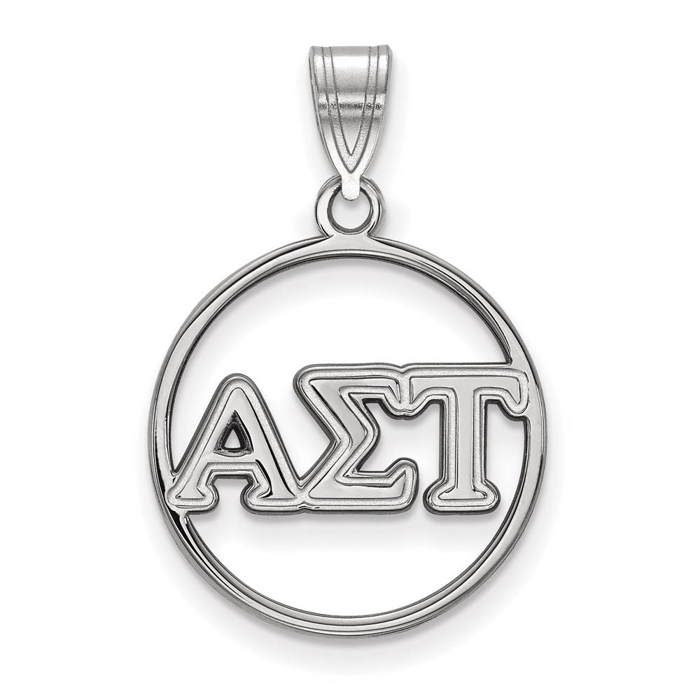 Sterling Silver Alpha Sigma Tau Circle Greek Letters Pendant