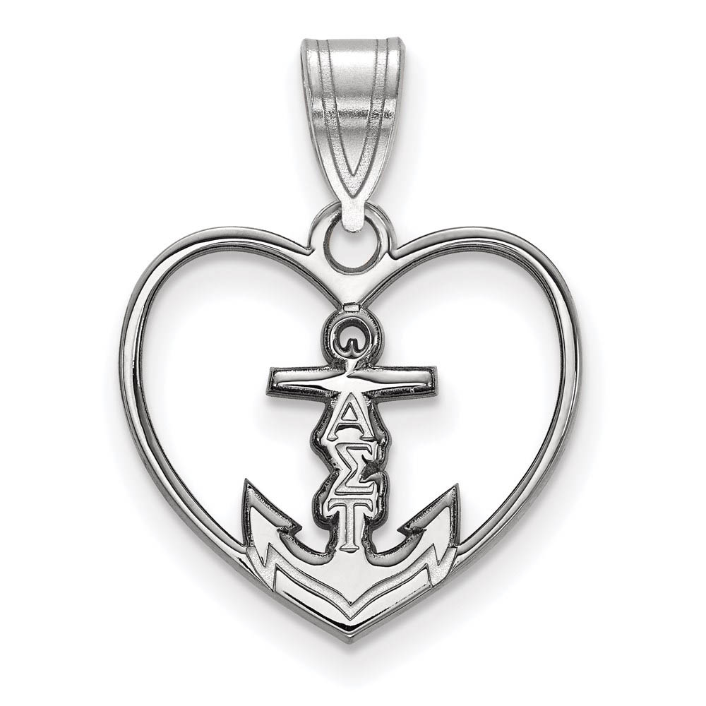 Sterling Silver Alpha Sigma Tau Heart Pendant
