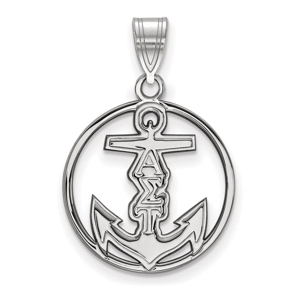 Sterling Silver Alpha Sigma Tau Circle Pendant