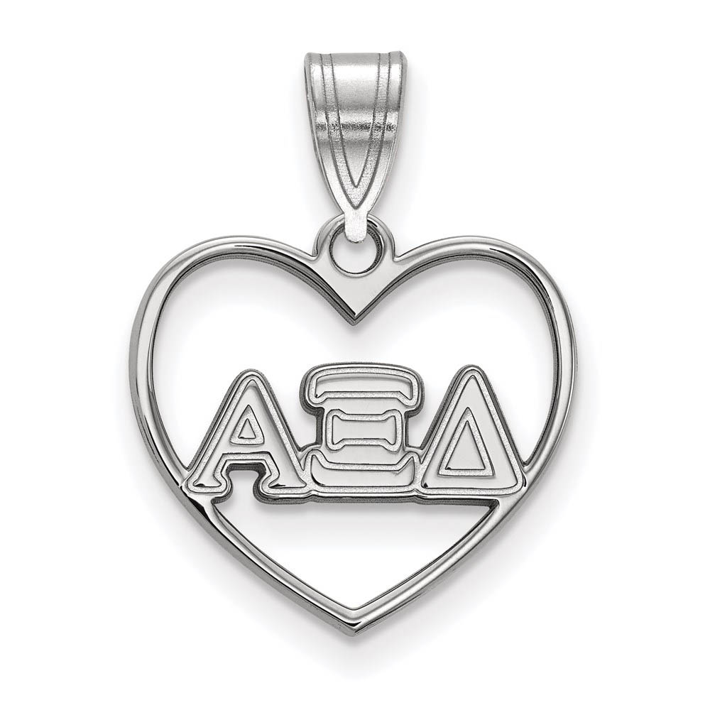 Sterling Silver Alpha Xi Delta Heart Greek Letters Pendant