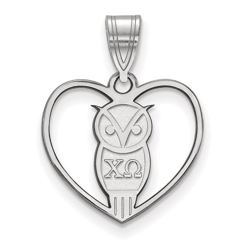 Sterling Silver Chi Omega Heart Pendant