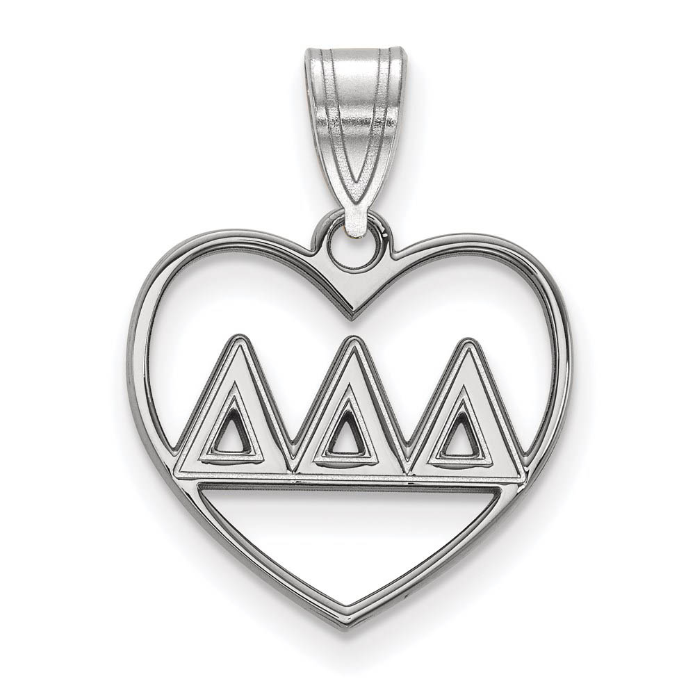 Sterling Silver Delta Delta Delta Heart Greek Letters Pendant