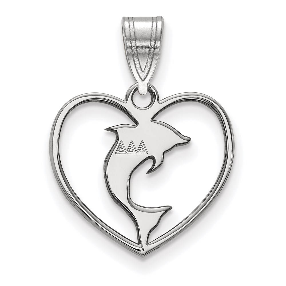 Sterling Silver Delta Delta Delta Heart Pendant