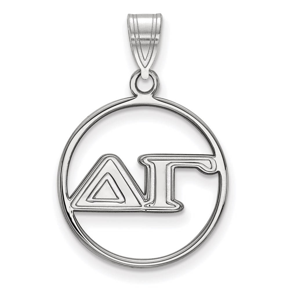 Sterling Silver Delta Gamma Circle Greek Letters Pendant