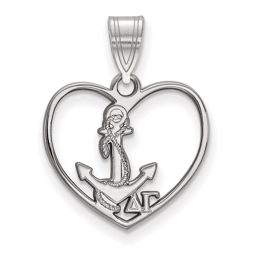 Sterling Silver Delta Gamma Heart Pendant