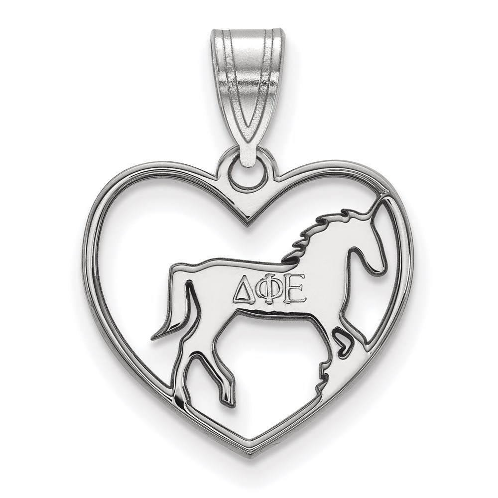 Sterling Silver Delta Phi Epsilon Heart Pendant