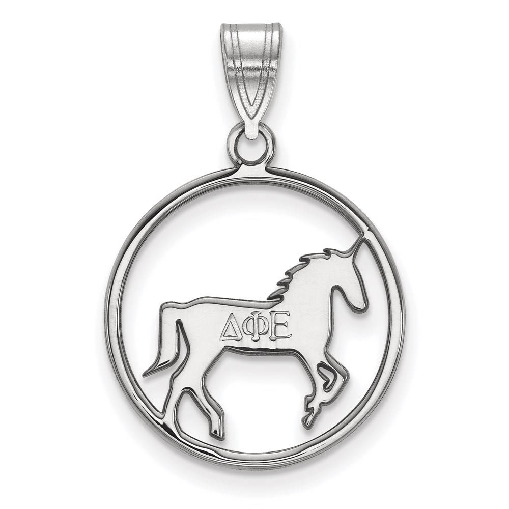 Sterling Silver Delta Phi Epsilon Circle Pendant