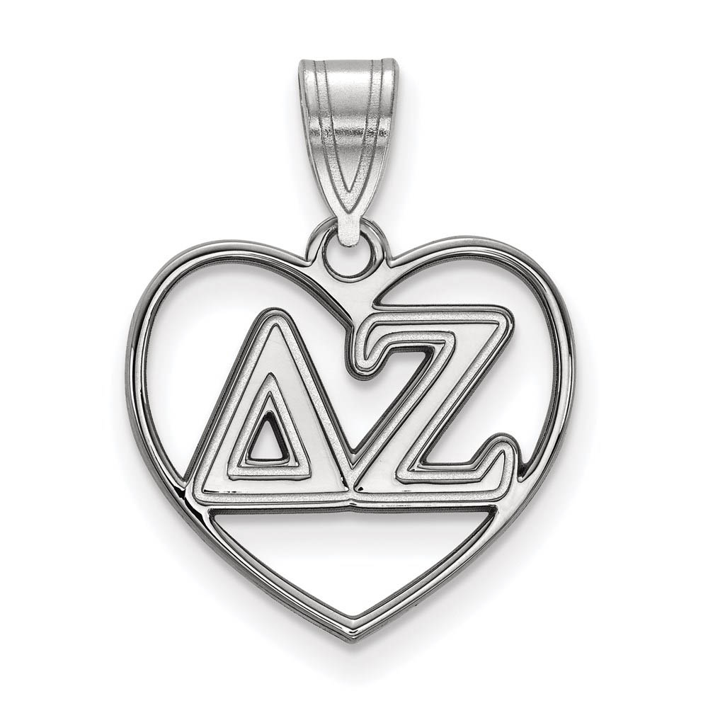 Sterling Silver Delta Zeta Heart Greek Letters Pendant