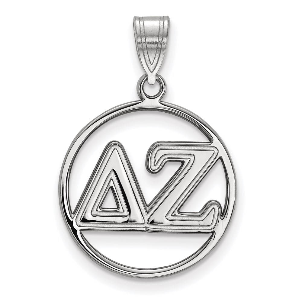 Sterling Silver Delta Zeta Circle Greek Letters Pendant