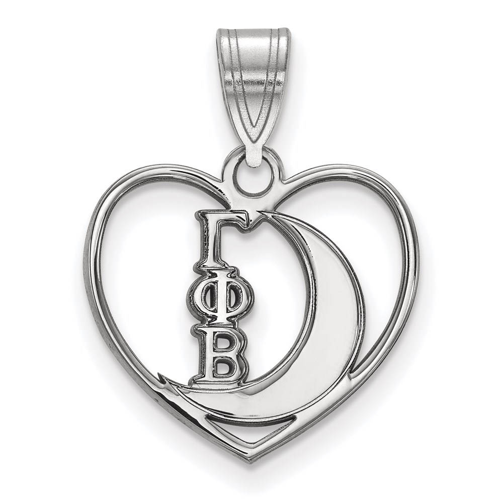 Sterling Silver Gamma Phi Beta Heart Pendant