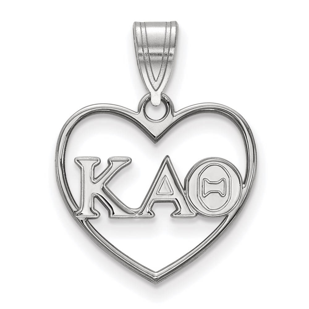 Sterling Silver Kappa Alpha Theta Heart Greek Letters Pendant