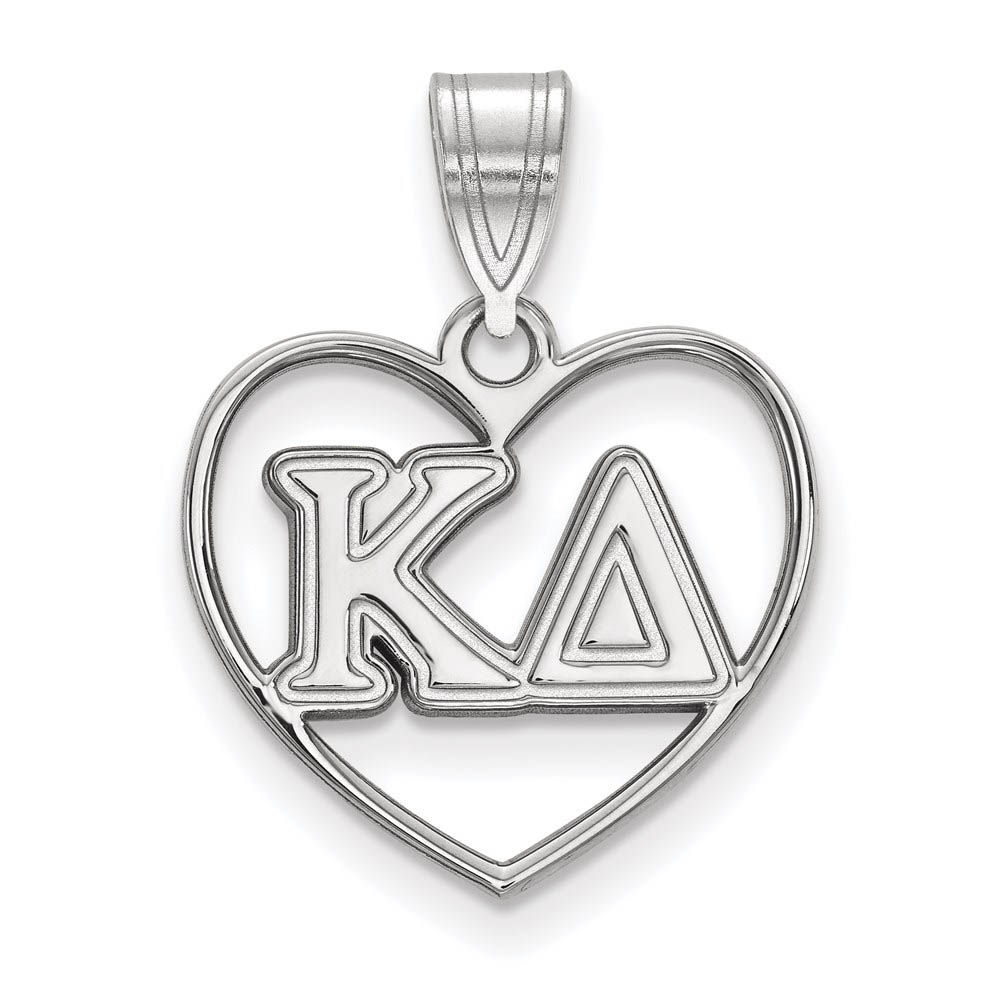 Sterling Silver Kappa Delta Heart Greek Letters Pendant