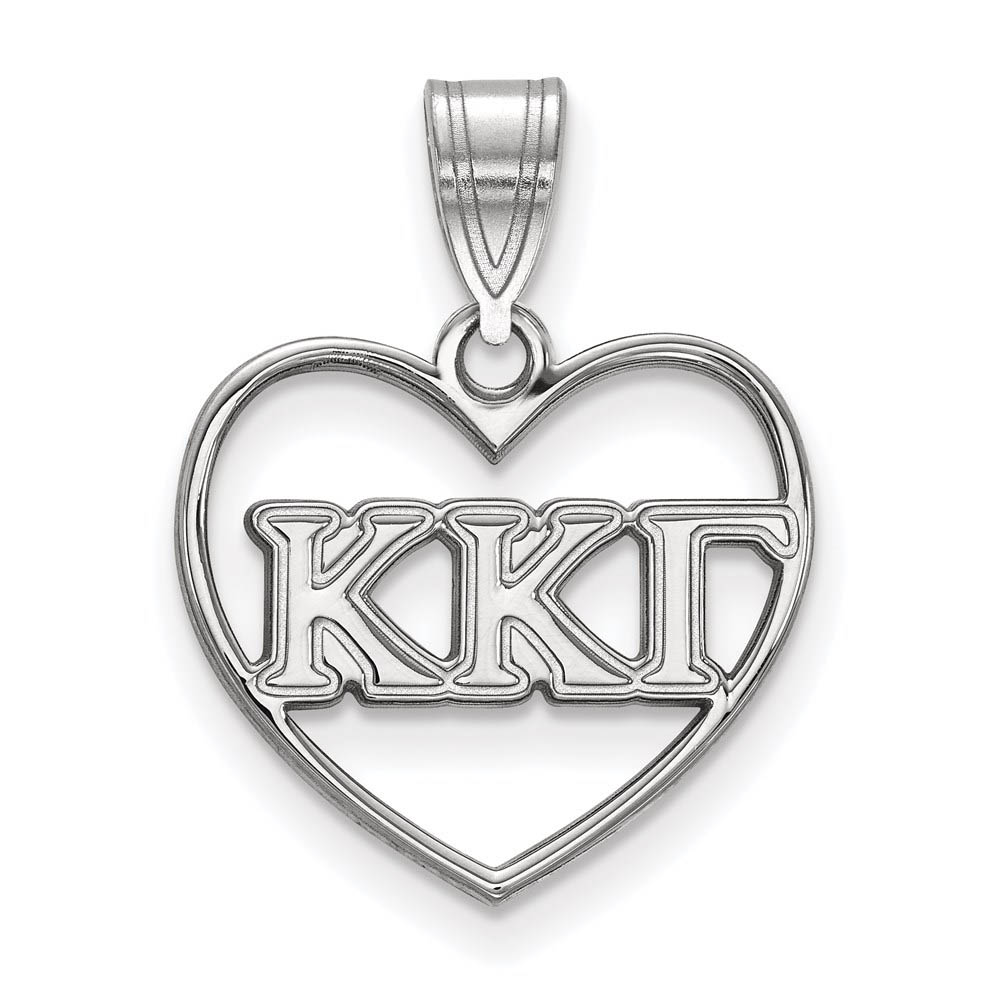 Sterling Silver Kappa Kappa Gamma Heart Greek Letters Pendant