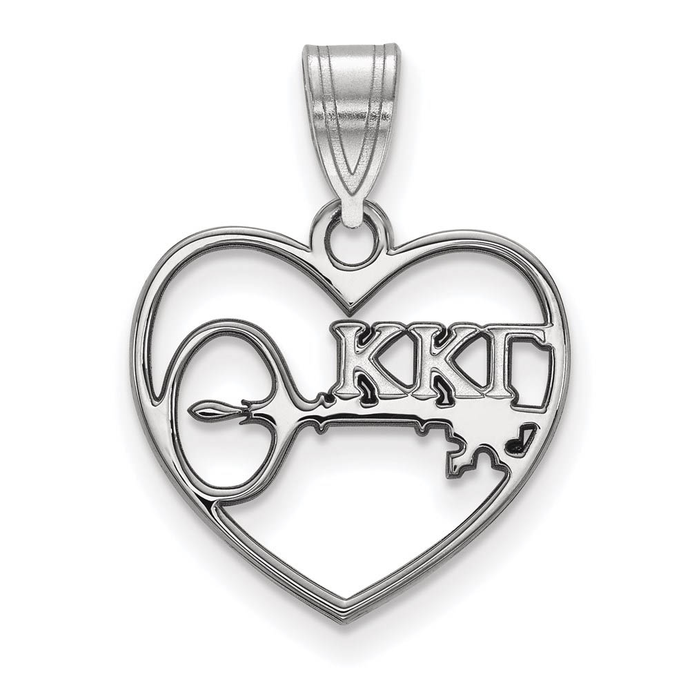 Sterling Silver Kappa Kappa Gamma Heart Pendant