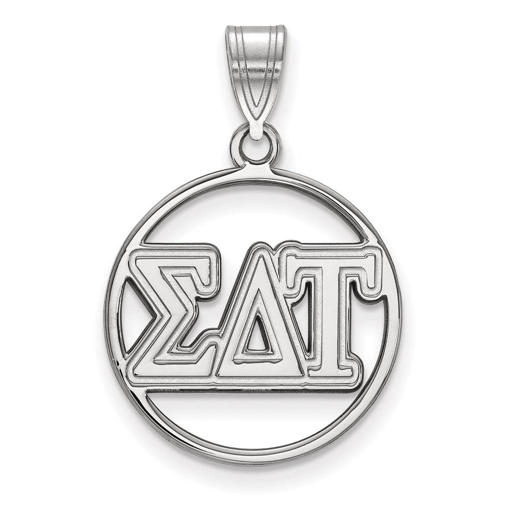 Sterling Silver Sigma Delta Tau Circle Greek Letters Pendant