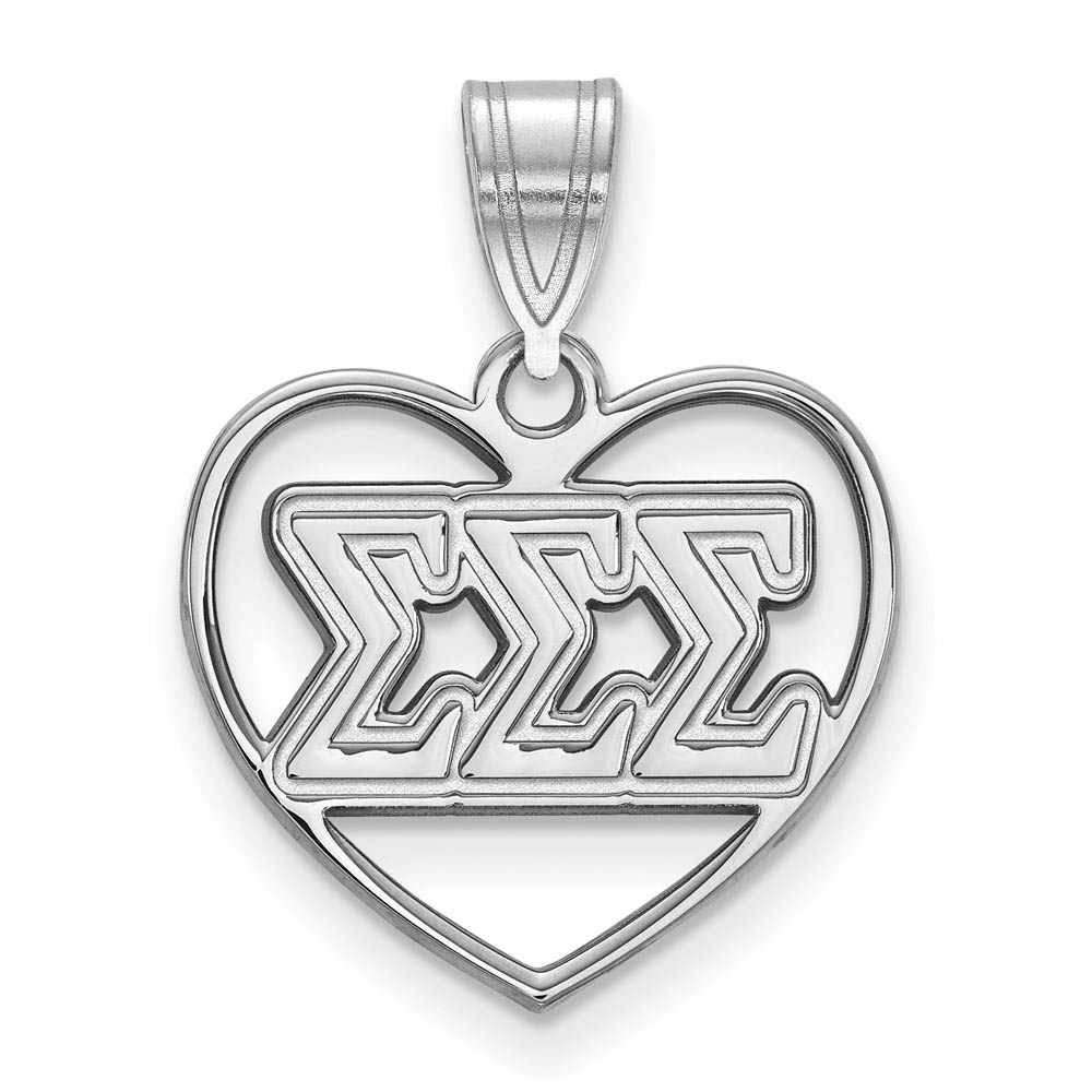 Sterling Silver Sigma Sigma Sigma Heart Greek Letters Pendant