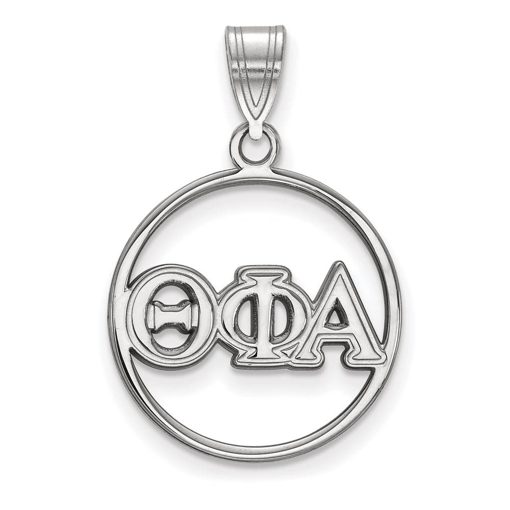 Sterling Silver Theta Phi Alpha Circle Greek Letters Pendant