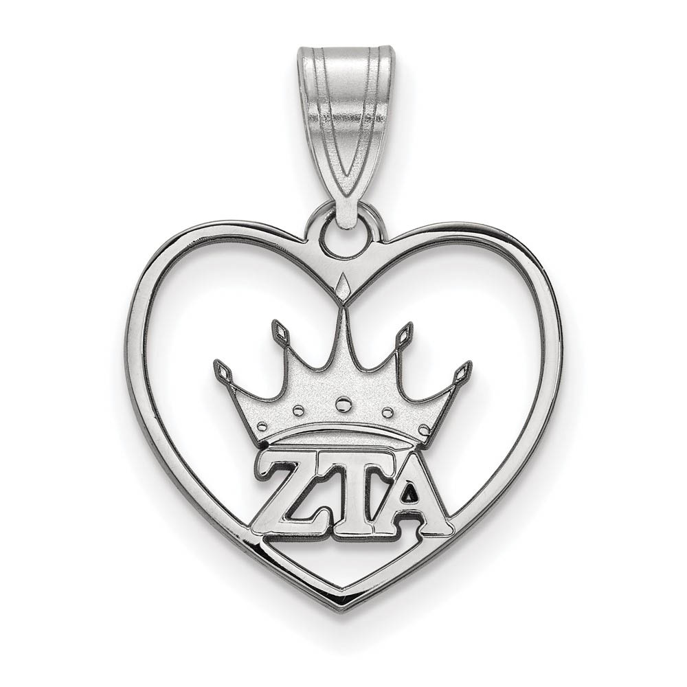 Sterling Silver Zeta Tau Alpha Heart Pendant