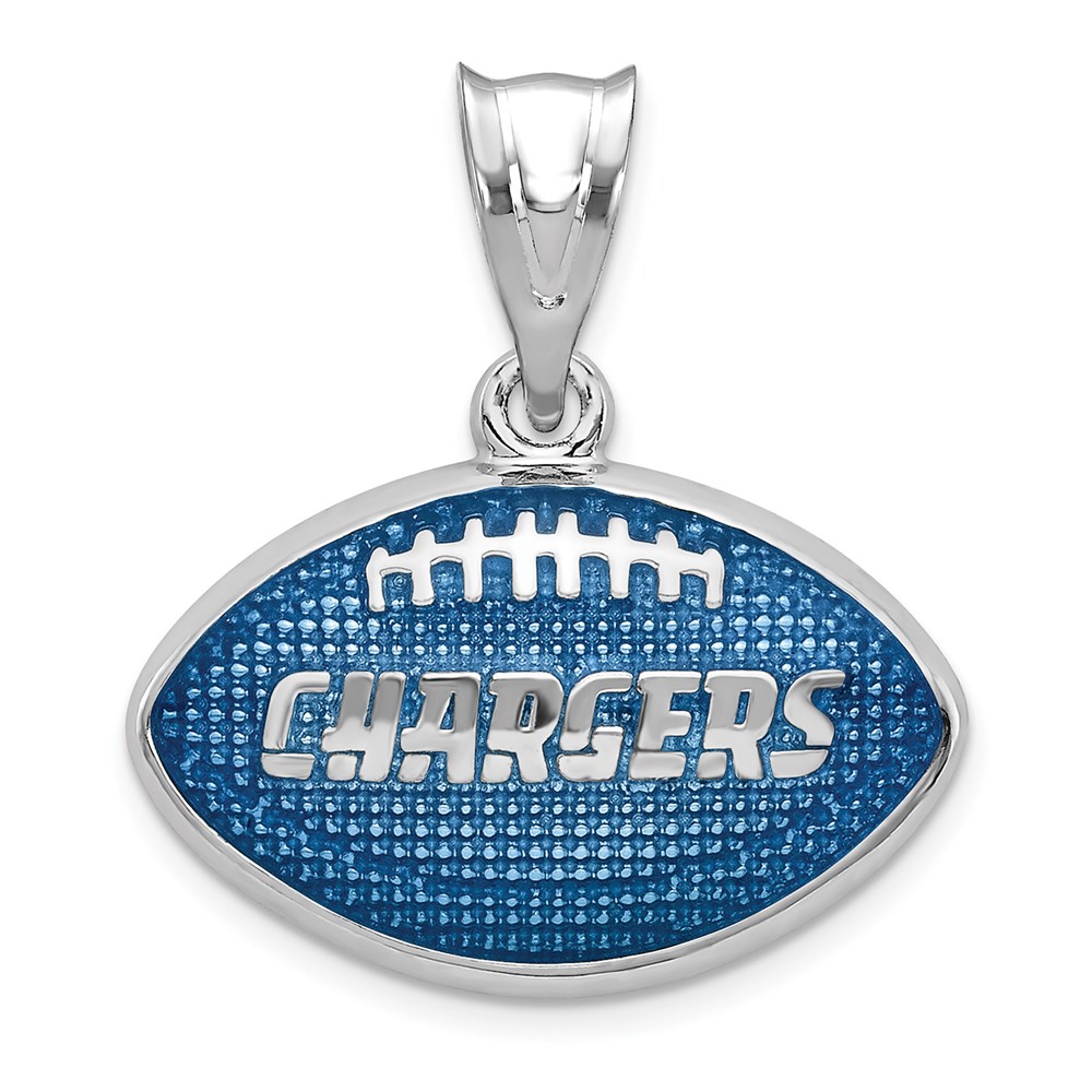 Sterling Silver NFL L.A. Chargers Enamel Football Pendant