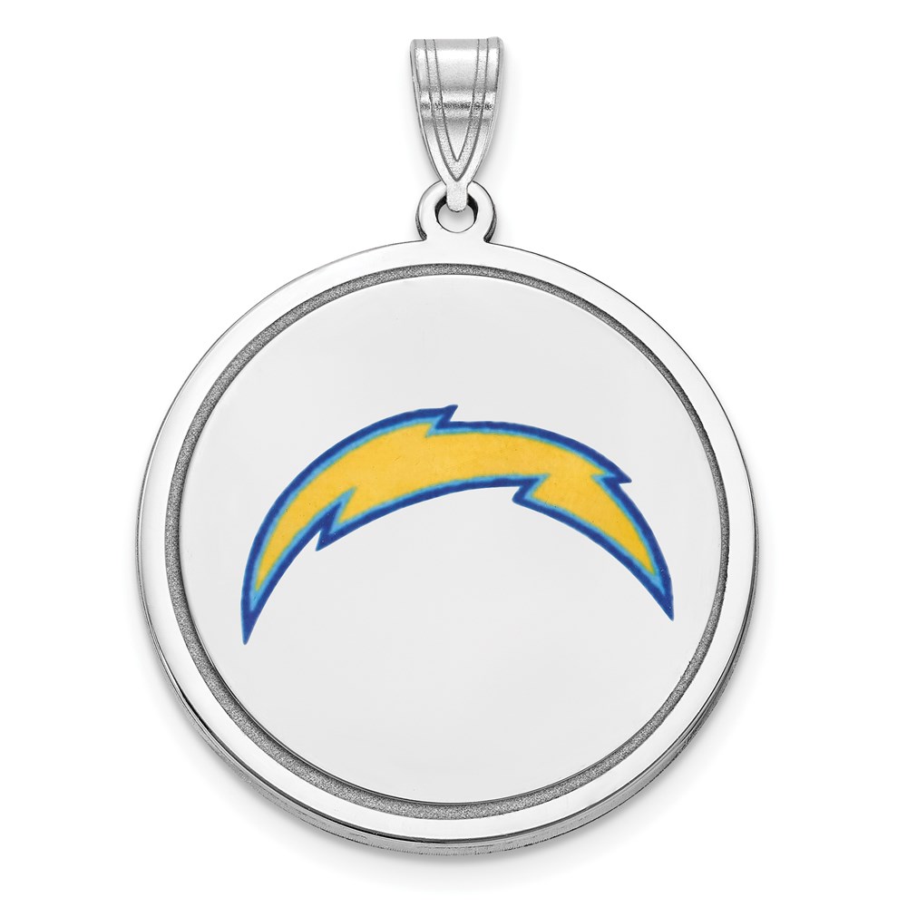 Sterling Silver NFL Los Angeles Chargers Logo Picture Disc Pendant