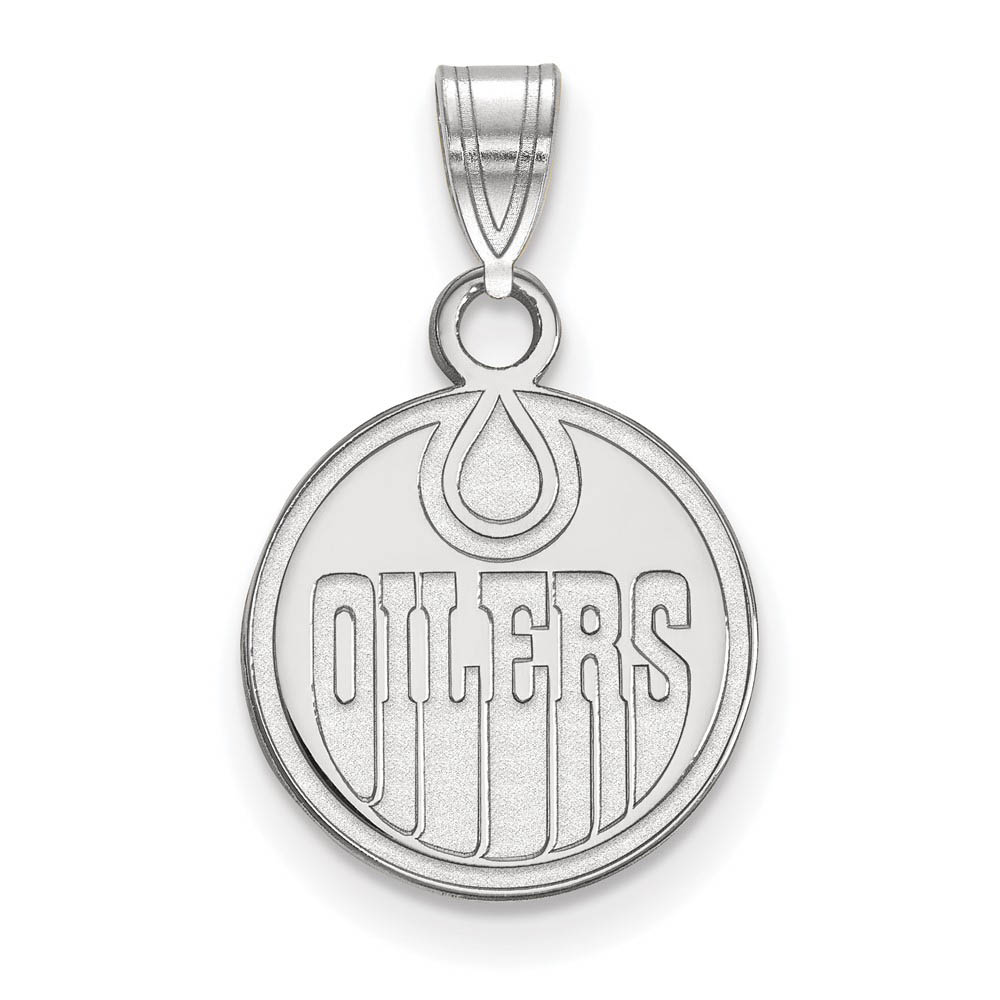 10k White Gold NHL Edmonton Oilers Disc Pendant
