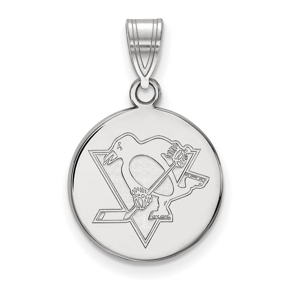 10k White Gold NHL Pittsburgh Penguins Disc Pendant