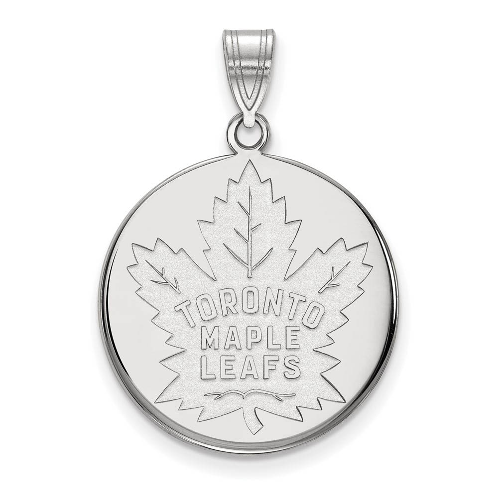 10k White Gold NHL Toronto Maple Leafs Disc Pendant