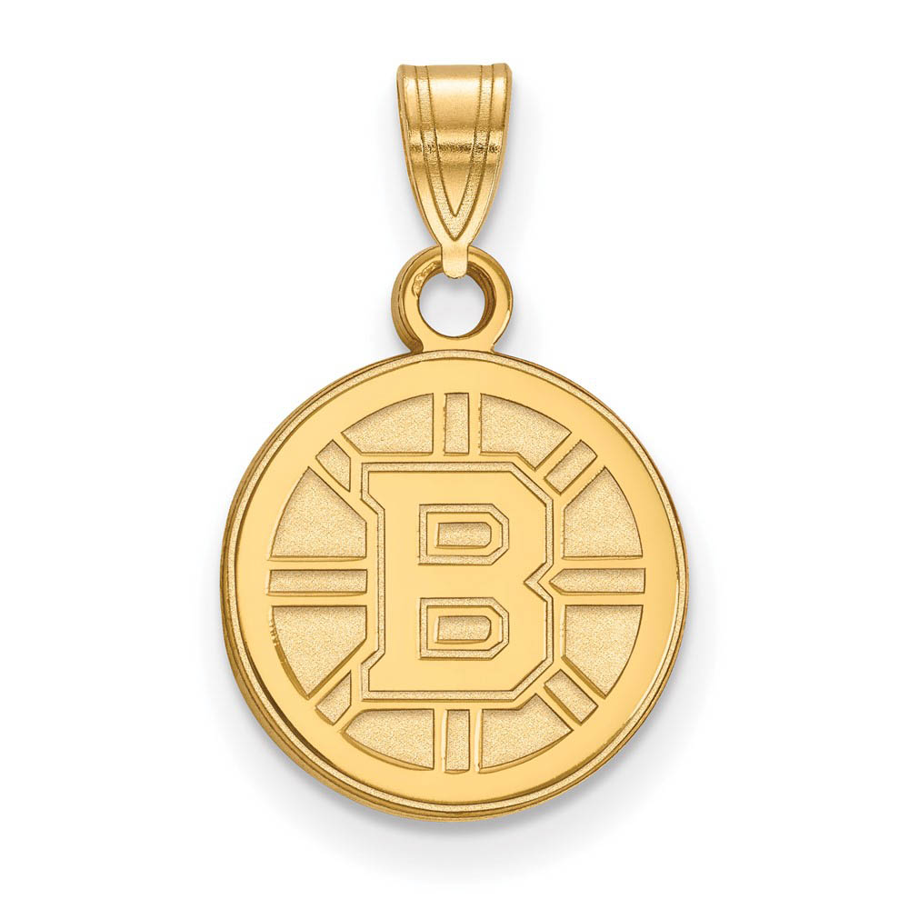10k Yellow Gold NHL Boston Bruins Disc Pendant
