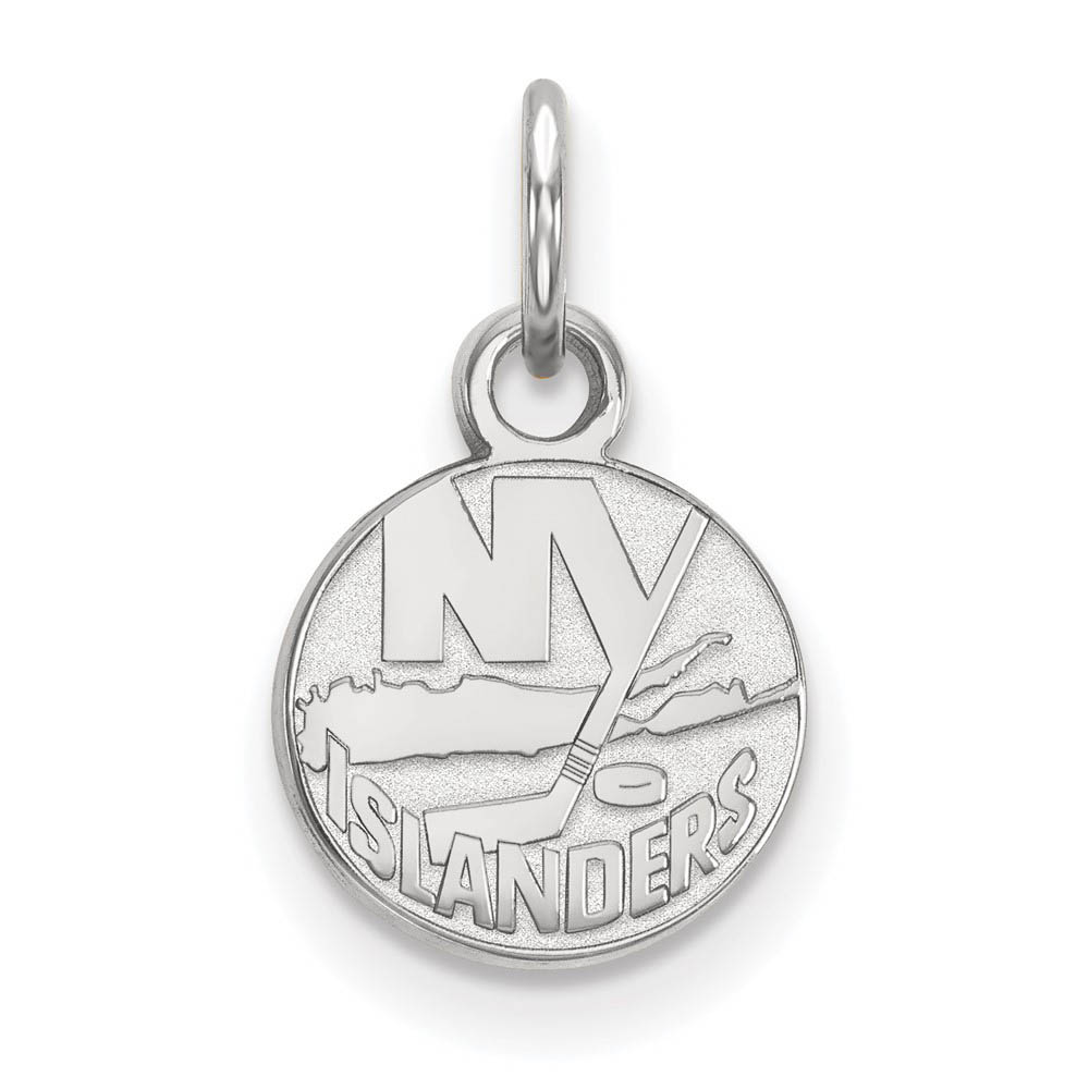 14k White Gold NHL New York Islanders (Tiny) Disc Charm or Pendant